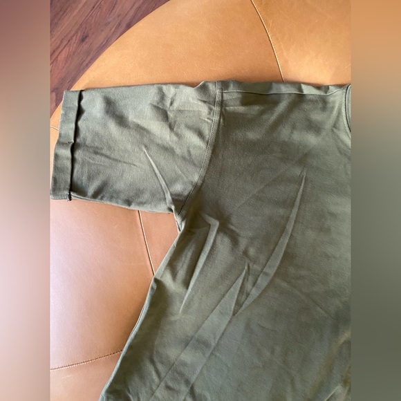 Eileen Fisher Basic Cuffed Crew Cotton Tee Shirt Top Olive Green Size XXS - Picture 3 of 5